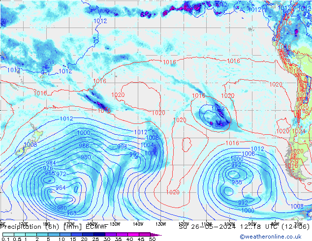 Z500/Rain (+SLP)/Z850 ECMWF Dom 26.05.2024 18 UTC