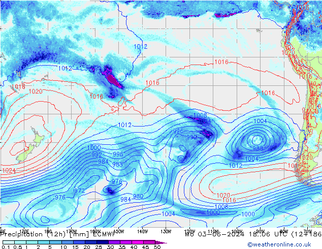 Precipitazione (12h) ECMWF lun 03.06.2024 06 UTC