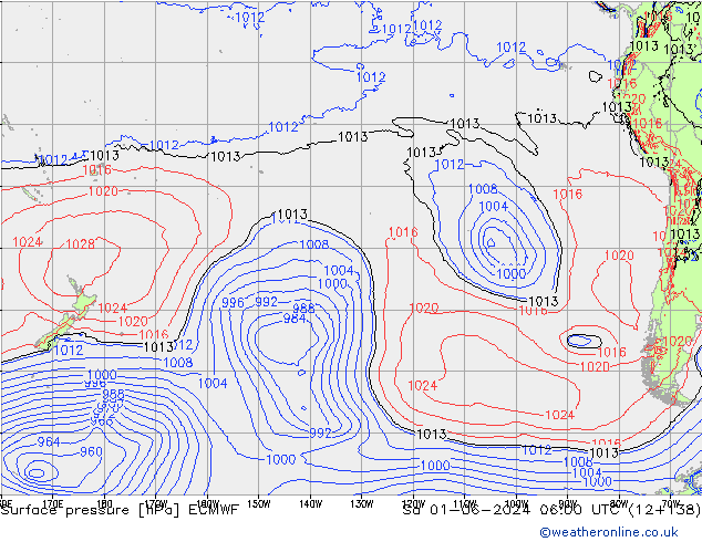 приземное давление ECMWF сб 01.06.2024 06 UTC