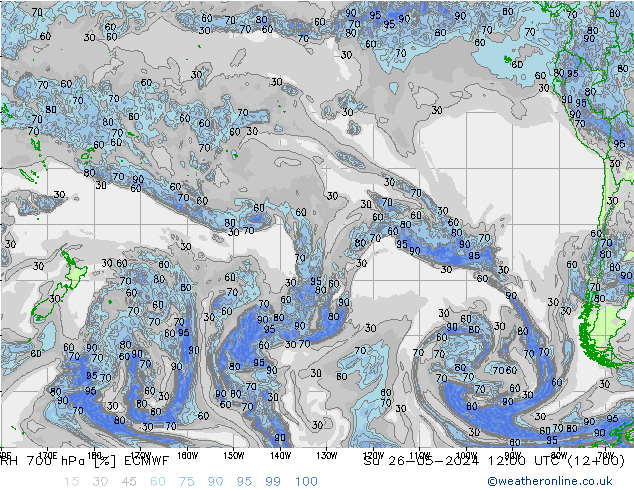Humidité rel. 700 hPa ECMWF dim 26.05.2024 12 UTC