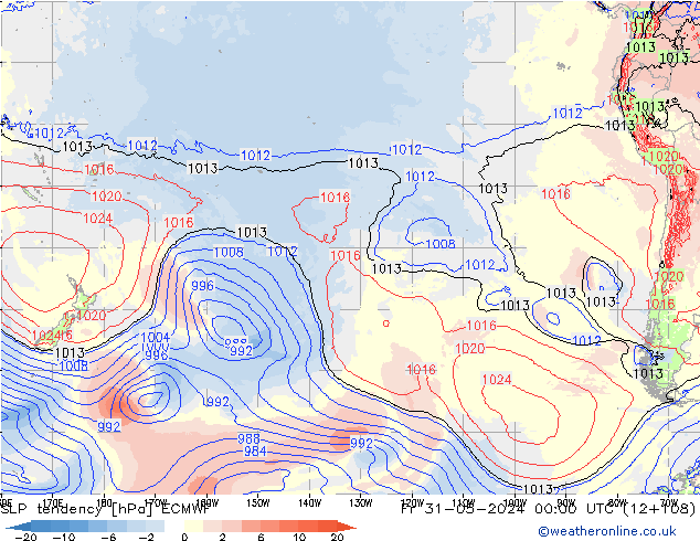 SLP tendency ECMWF Fr 31.05.2024 00 UTC