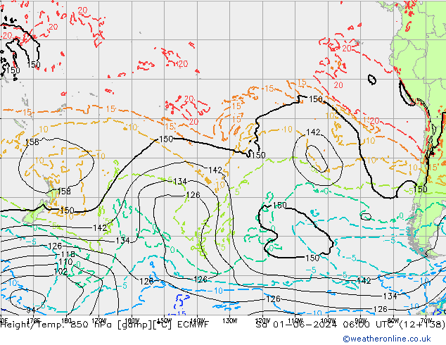 Height/Temp. 850 гПа ECMWF сб 01.06.2024 06 UTC