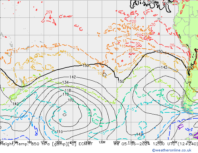 Géop./Temp. 850 hPa ECMWF mer 05.06.2024 12 UTC