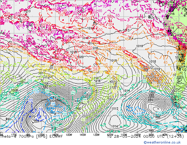 Theta-e 700hPa ECMWF Tu 28.05.2024 00 UTC