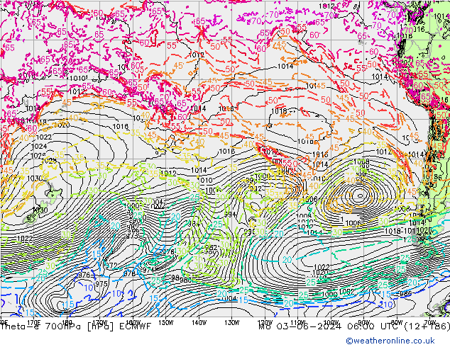 Theta-e 700hPa ECMWF Pzt 03.06.2024 06 UTC