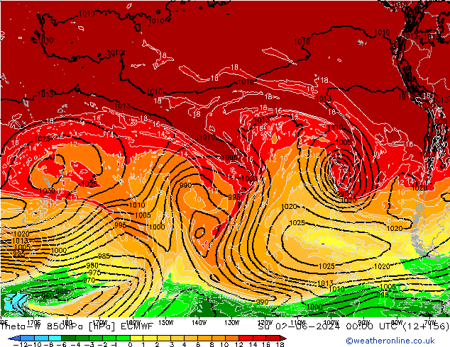 Theta-W 850hPa ECMWF Su 02.06.2024 00 UTC