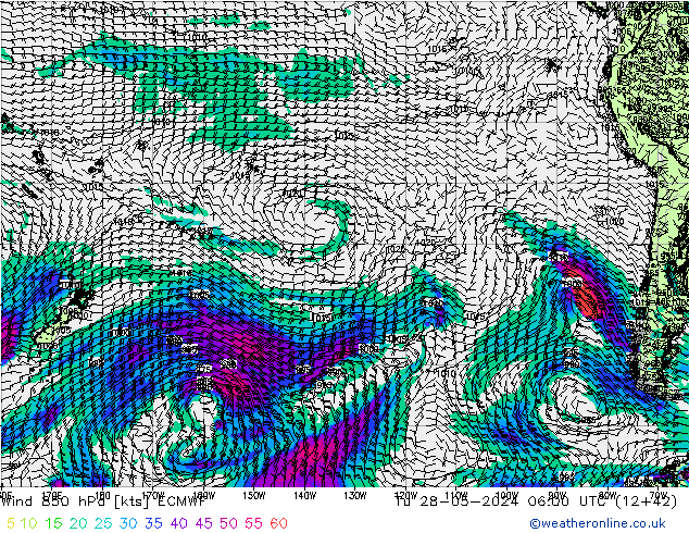 Wind 850 hPa ECMWF di 28.05.2024 06 UTC