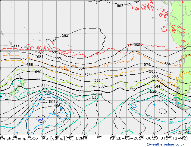 Z500/Rain (+SLP)/Z850 ECMWF Di 28.05.2024 06 UTC