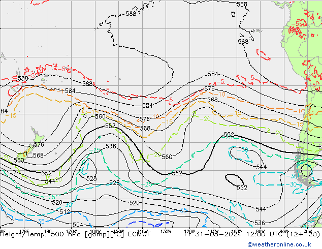 Z500/Rain (+SLP)/Z850 ECMWF ven 31.05.2024 12 UTC