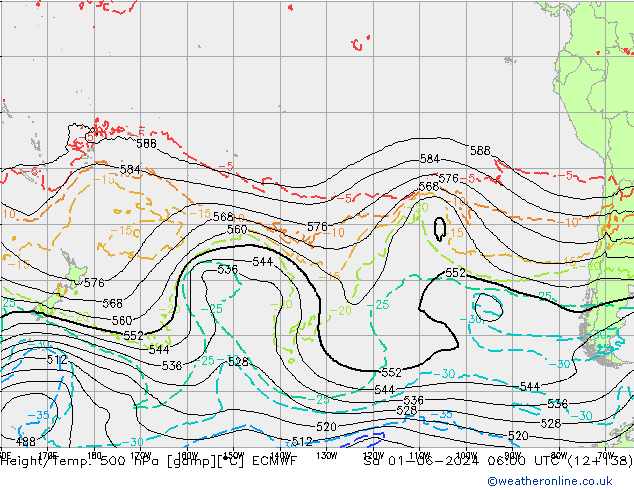 Z500/Rain (+SLP)/Z850 ECMWF So 01.06.2024 06 UTC