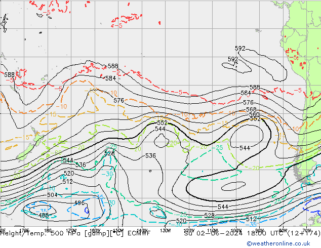 Z500/Rain (+SLP)/Z850 ECMWF So 02.06.2024 18 UTC