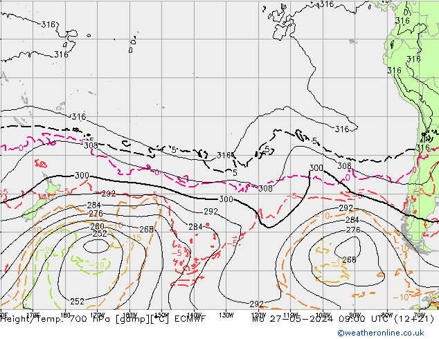 Hoogte/Temp. 700 hPa ECMWF ma 27.05.2024 09 UTC