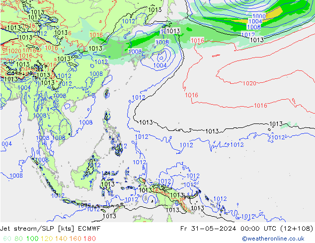 Jet stream/SLP ECMWF Fr 31.05.2024 00 UTC