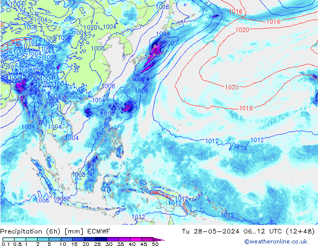 Z500/Rain (+SLP)/Z850 ECMWF mar 28.05.2024 12 UTC