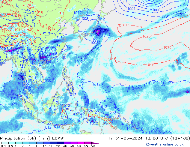 Z500/Rain (+SLP)/Z850 ECMWF Sex 31.05.2024 00 UTC