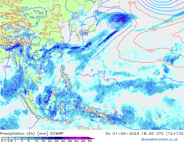 Z500/Rain (+SLP)/Z850 ECMWF So 01.06.2024 00 UTC