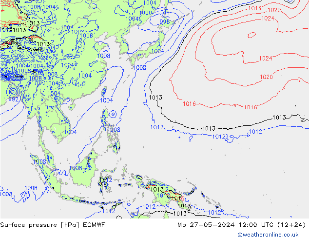 Luchtdruk (Grond) ECMWF ma 27.05.2024 12 UTC