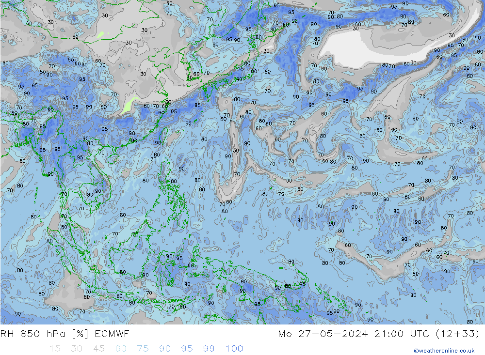 RH 850 hPa ECMWF  27.05.2024 21 UTC