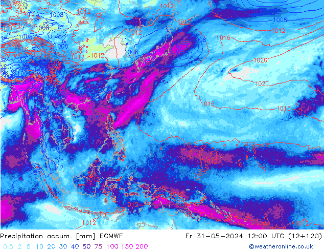 Precipitation accum. ECMWF pt. 31.05.2024 12 UTC