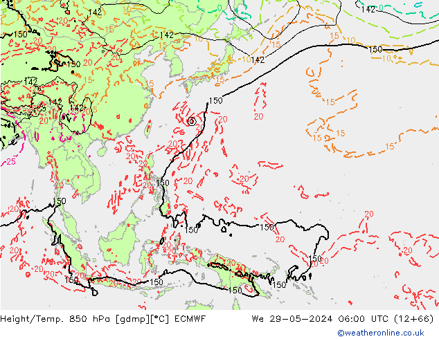 Z500/Yağmur (+YB)/Z850 ECMWF Çar 29.05.2024 06 UTC