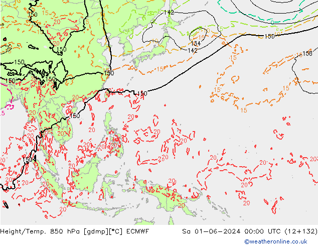 Height/Temp. 850 hPa ECMWF so. 01.06.2024 00 UTC