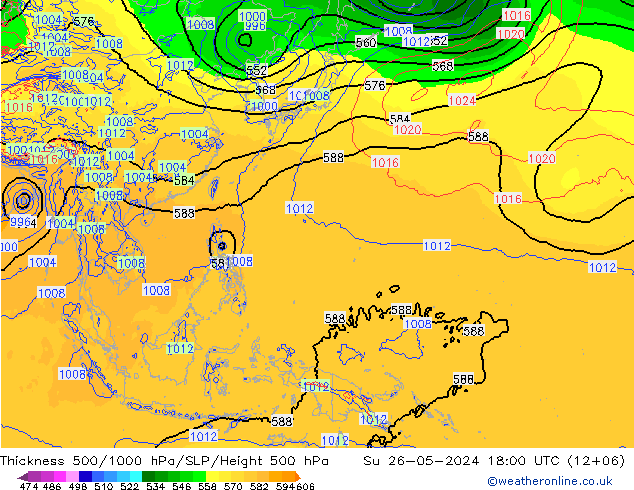 Thck 500-1000hPa ECMWF Su 26.05.2024 18 UTC