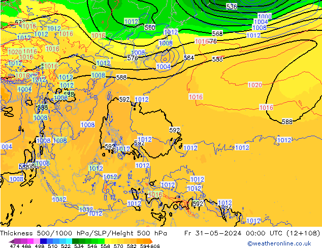 Thck 500-1000hPa ECMWF ven 31.05.2024 00 UTC