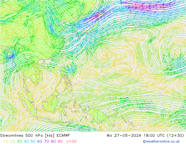 ветер 500 гПа ECMWF пн 27.05.2024 18 UTC