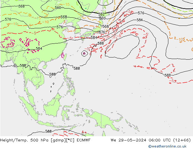 Z500/Yağmur (+YB)/Z850 ECMWF Çar 29.05.2024 06 UTC