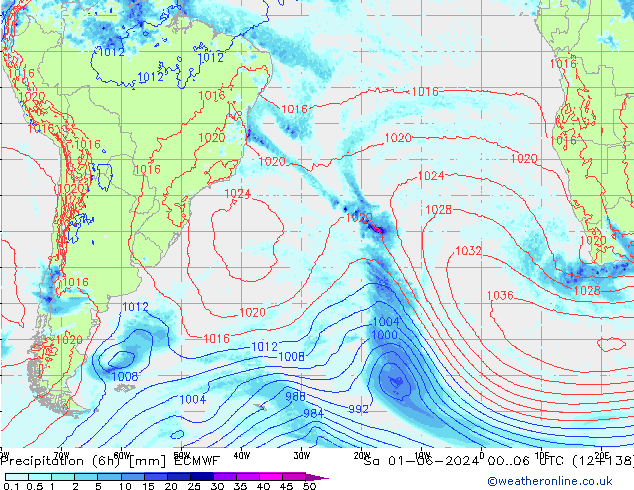 Z500/Rain (+SLP)/Z850 ECMWF Sa 01.06.2024 06 UTC