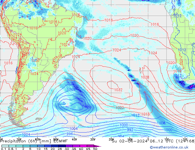 Z500/Rain (+SLP)/Z850 ECMWF Su 02.06.2024 12 UTC