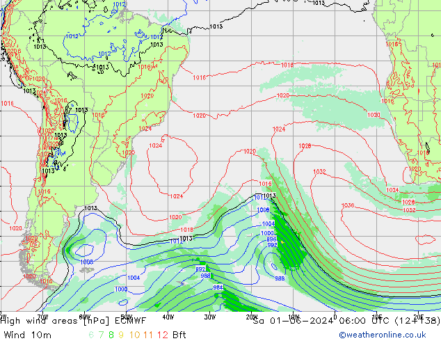 High wind areas ECMWF Sa 01.06.2024 06 UTC