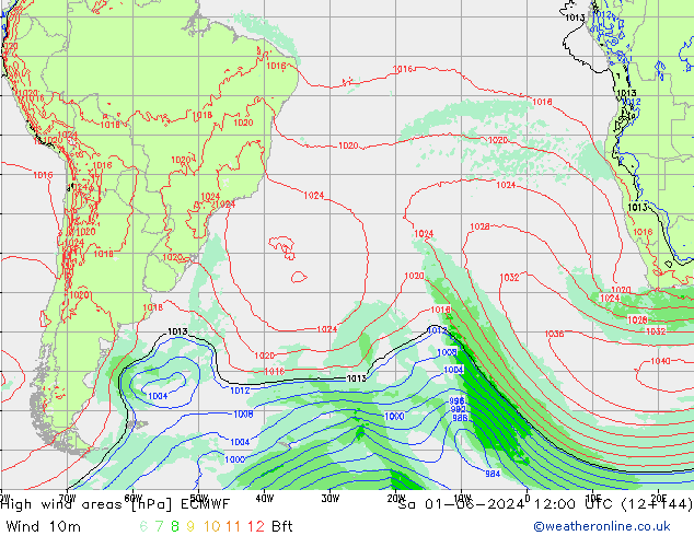 yüksek rüzgarlı alanlar ECMWF Cts 01.06.2024 12 UTC