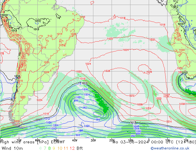 High wind areas ECMWF Po 03.06.2024 00 UTC