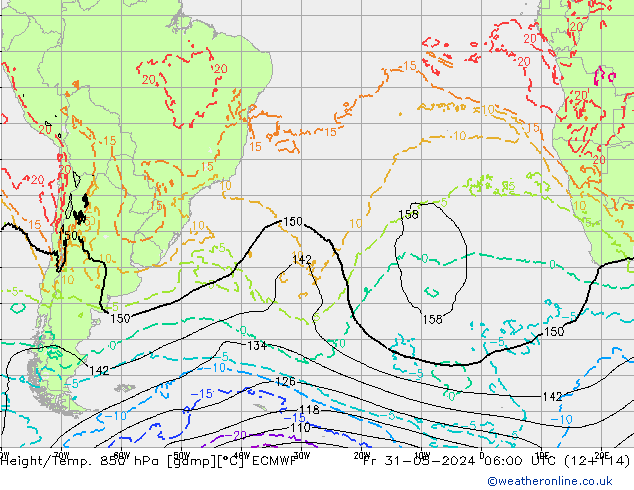 Height/Temp. 850 hPa ECMWF  31.05.2024 06 UTC