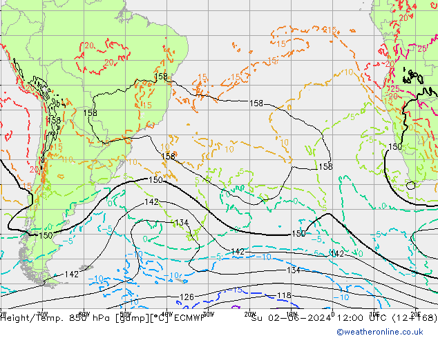 Z500/Rain (+SLP)/Z850 ECMWF Su 02.06.2024 12 UTC