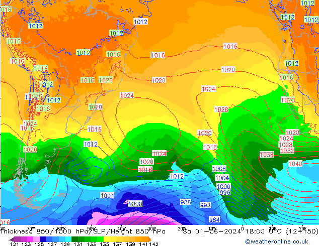 Thck 850-1000 hPa ECMWF Sáb 01.06.2024 18 UTC