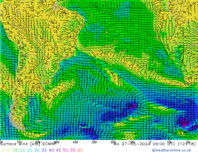 Vento 10 m ECMWF lun 27.05.2024 06 UTC