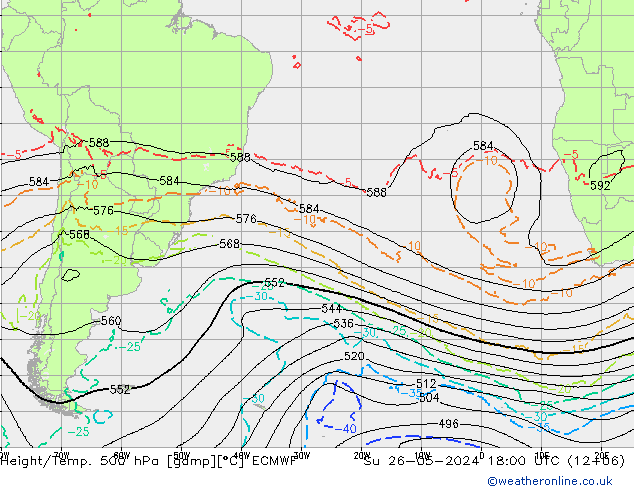 Z500/Rain (+SLP)/Z850 ECMWF  26.05.2024 18 UTC