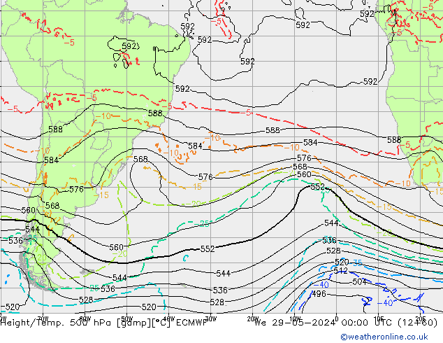 Z500/Regen(+SLP)/Z850 ECMWF wo 29.05.2024 00 UTC