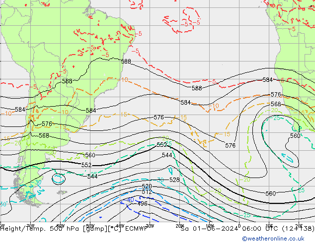 Z500/Rain (+SLP)/Z850 ECMWF Sa 01.06.2024 06 UTC