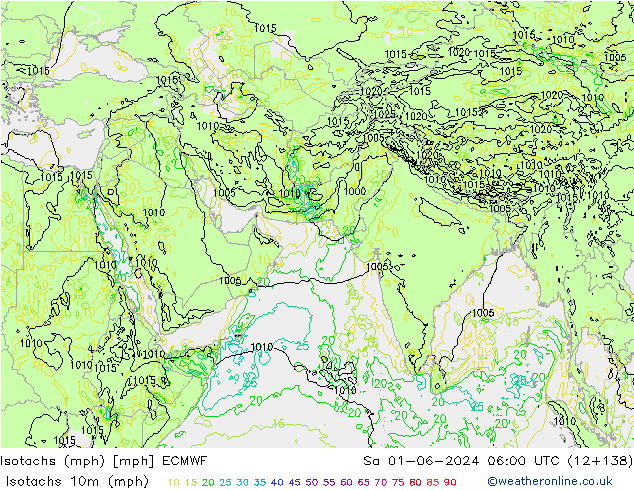 Isotachs (mph) ECMWF Sa 01.06.2024 06 UTC