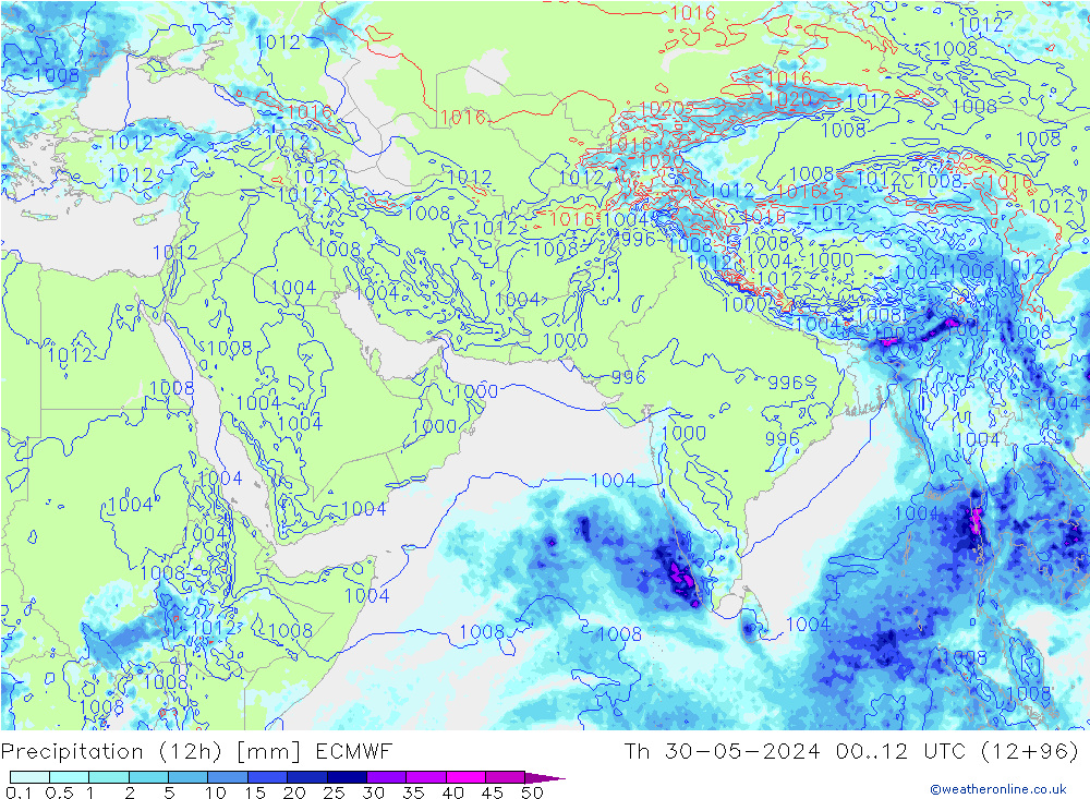 Nied. akkumuliert (12Std) ECMWF Do 30.05.2024 12 UTC