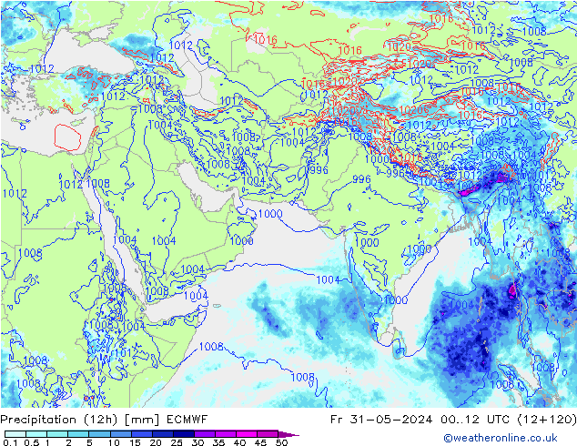 Yağış (12h) ECMWF Cu 31.05.2024 12 UTC