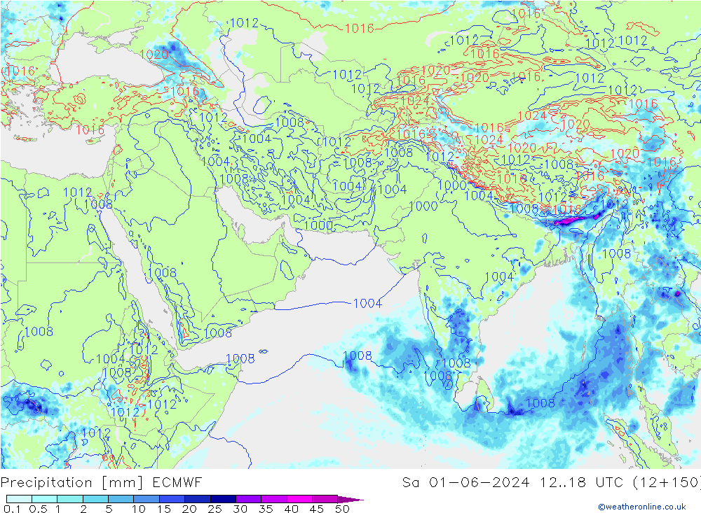 Precipitation ECMWF Sa 01.06.2024 18 UTC