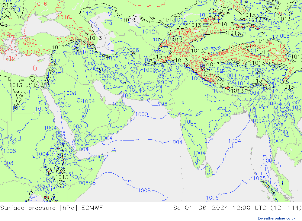 Pressione al suolo ECMWF sab 01.06.2024 12 UTC