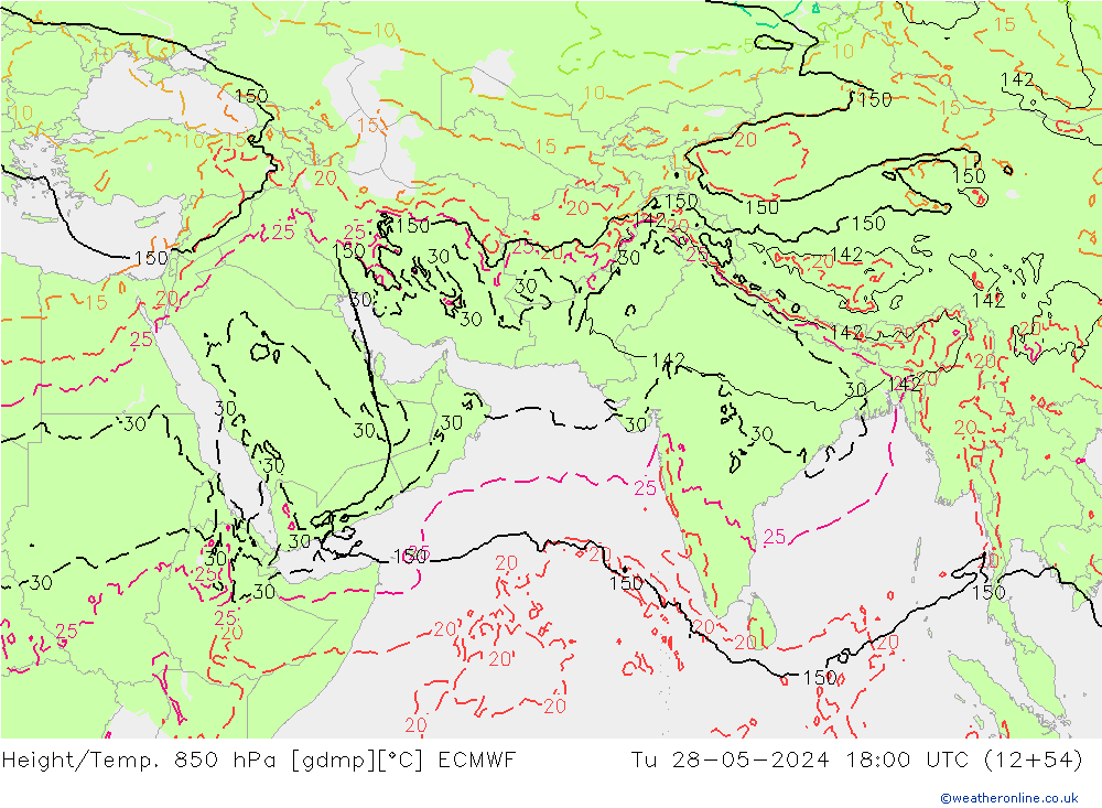 Z500/Rain (+SLP)/Z850 ECMWF mar 28.05.2024 18 UTC