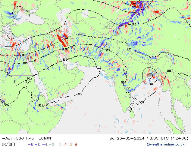 T-Adv. 500 hPa ECMWF Su 26.05.2024 18 UTC