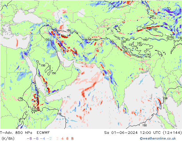 T-Adv. 850 hPa ECMWF so. 01.06.2024 12 UTC