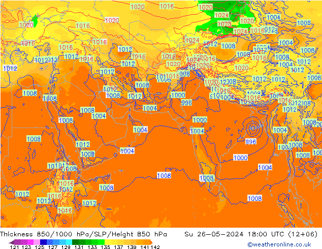 Thck 850-1000 hPa ECMWF nie. 26.05.2024 18 UTC